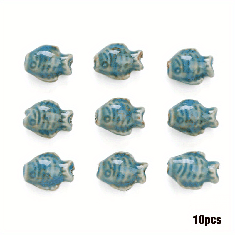 10pcs Handmade Ceramic Fish Beads for DIY Bracelets