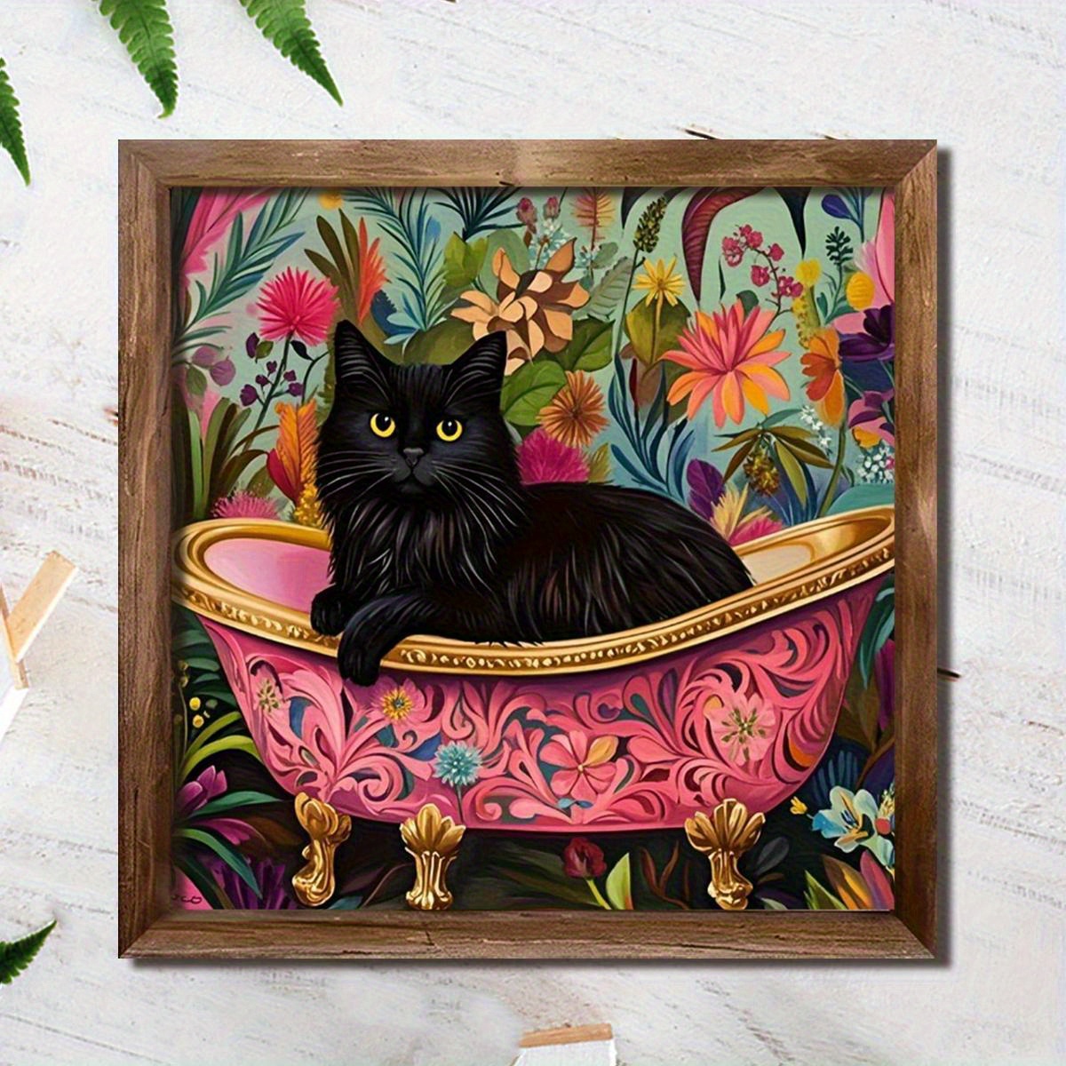 TEMU 1 pièce Panneau de baignoire en bois style rustique avec et motif floral, Art mural vintage, Finition polie légère, Convient , , , la décoration