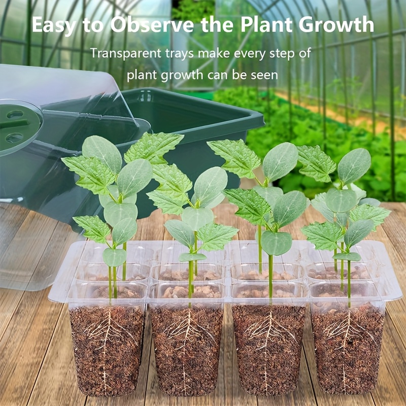 10pcs seed starting trays with domes and trays 12 cells 10pcs adjustable humidity lightweight plastic plant growing kit suitable for greenhouses and gardens indoor outdoor use no electricity required   gardening planting
