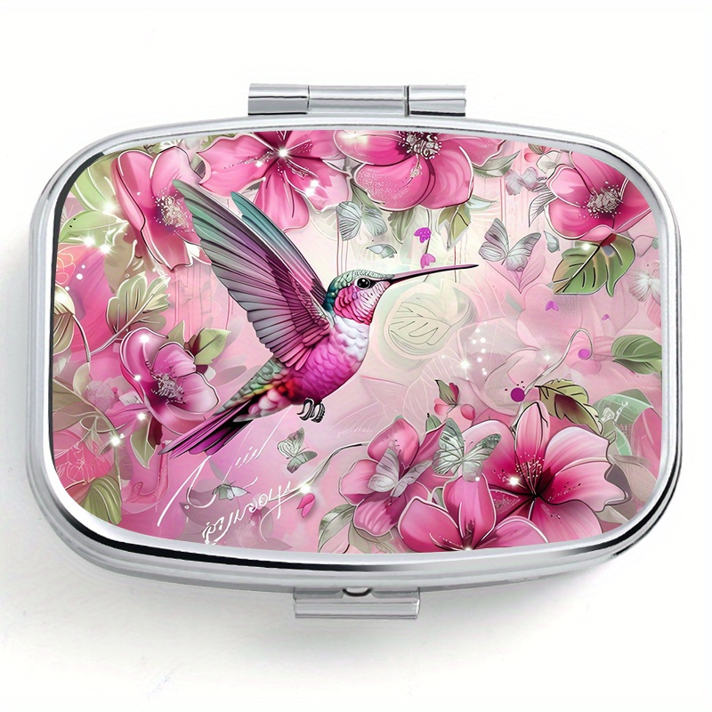 

Pattern Pill Organizer - 2-compartment Portable Box For & Purse, Decorative Metal Vitamin , Divider, Moisture-, For , Jewelry & Earring , Unique