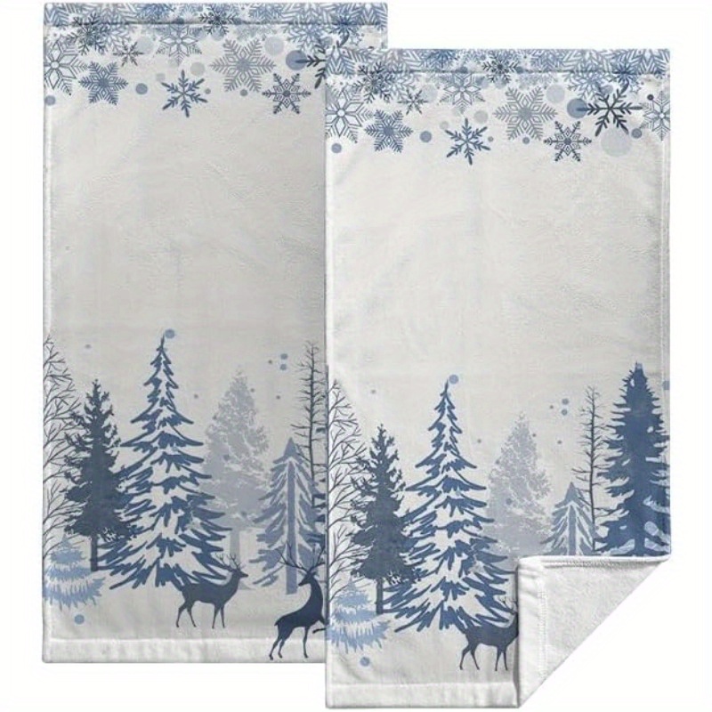 

2pcs Christmas Hand Towels - 18x26 Inch, & Deer Design, Quick Dry Polyester, Kitchen & Bathroom