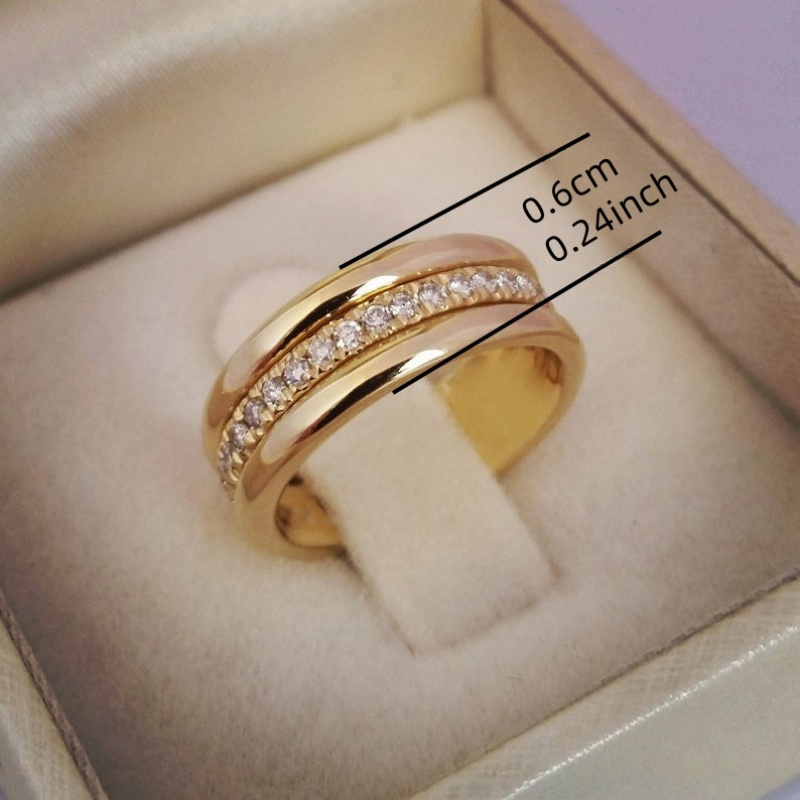 Women's Wide Band Ring with CZ Retro Style Jewelry