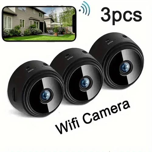 3 indoor camera compact surveillance camera 2 4g wifi connection 480p pixel rechargeable battery supports video recording mobile remote applications high quality durable structure suitable for