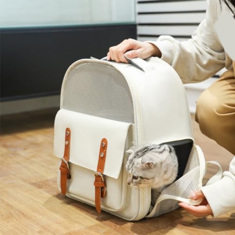Ventilated Cat Backpack Carrier with Adjustable Straps for Hiking