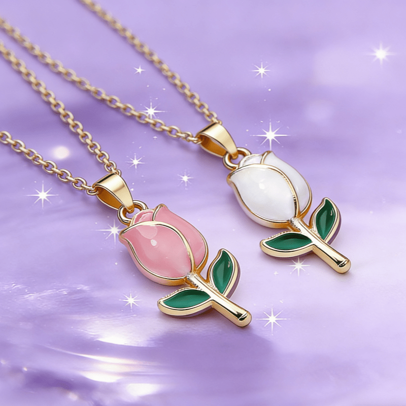 TEMU 2pcs Fashionable Creative Trendy Easy Flower Necklace Party Memorial Elegant Christmas Birthday Gift