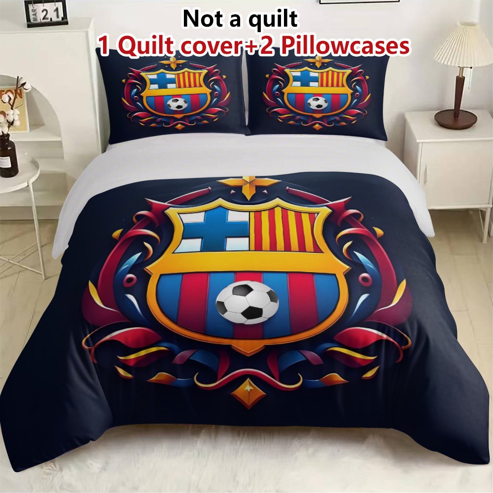 TEMU Juego de 3 piezas de nórdica Crest (1 nórdica + 2 fundas de almohada, edredón no incluido), temática deportiva, ropa de cama decorativa, ,