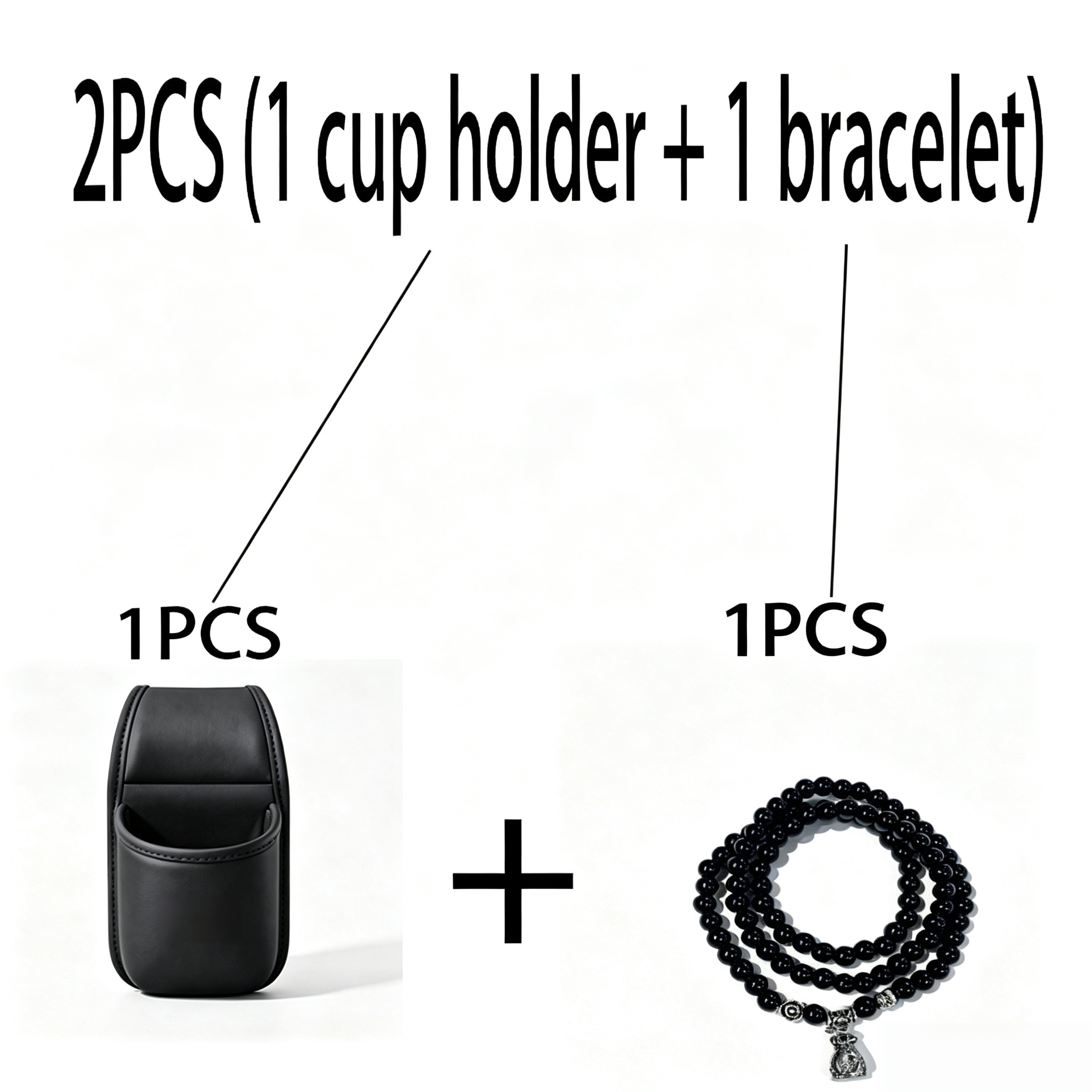 TEMU 2pcs (1pc Cup Holder And 1pc Bracelet) Faux Leather Door Mounted Car Door Cup Holder Multi-functional Car Storage Bag Storage Box Practical Car