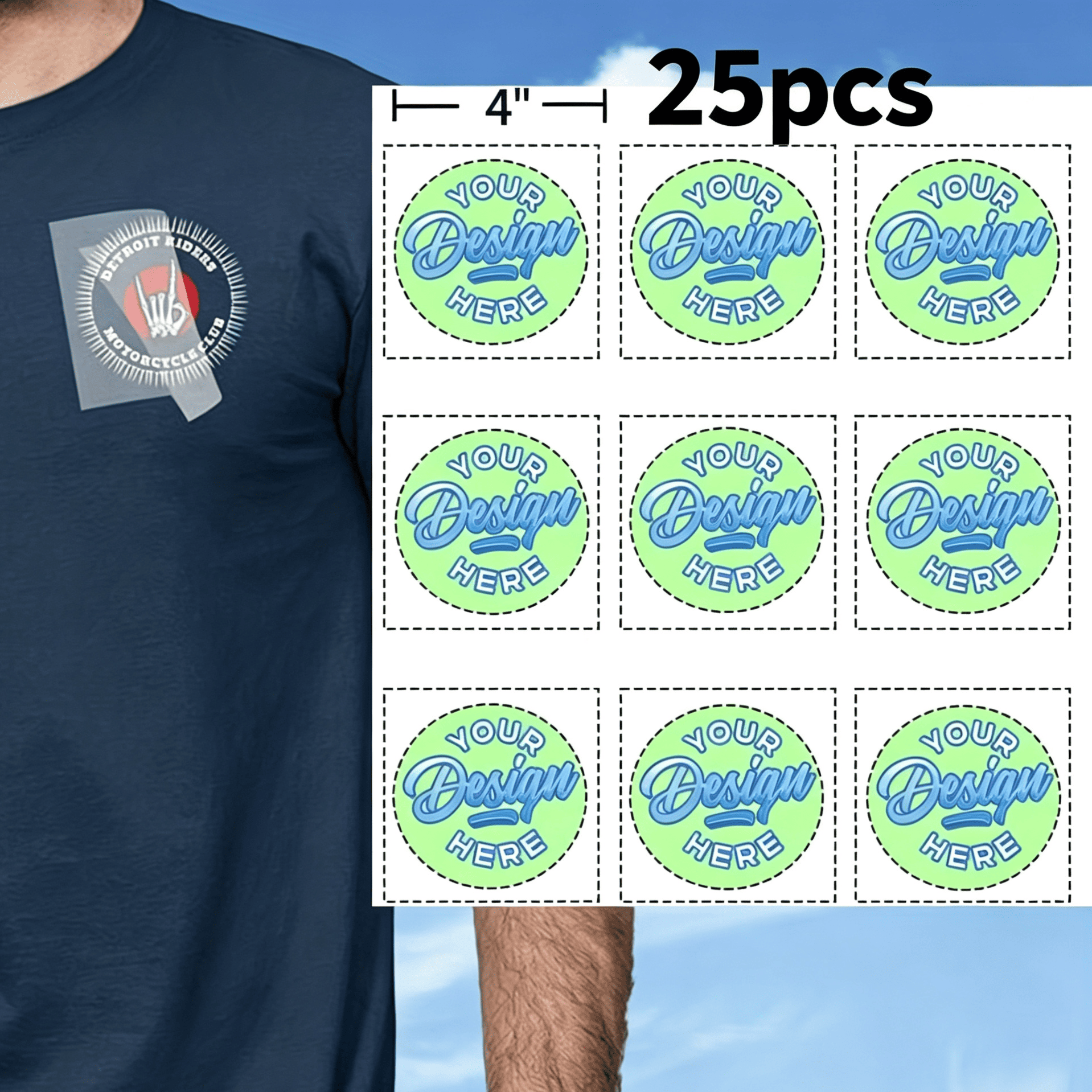 TEMU Adesivi termotrasferibili personalizzati per vestiti, con il tuo formato 10.16X10.16 cm, per decorazioni sulla parte della maglietta