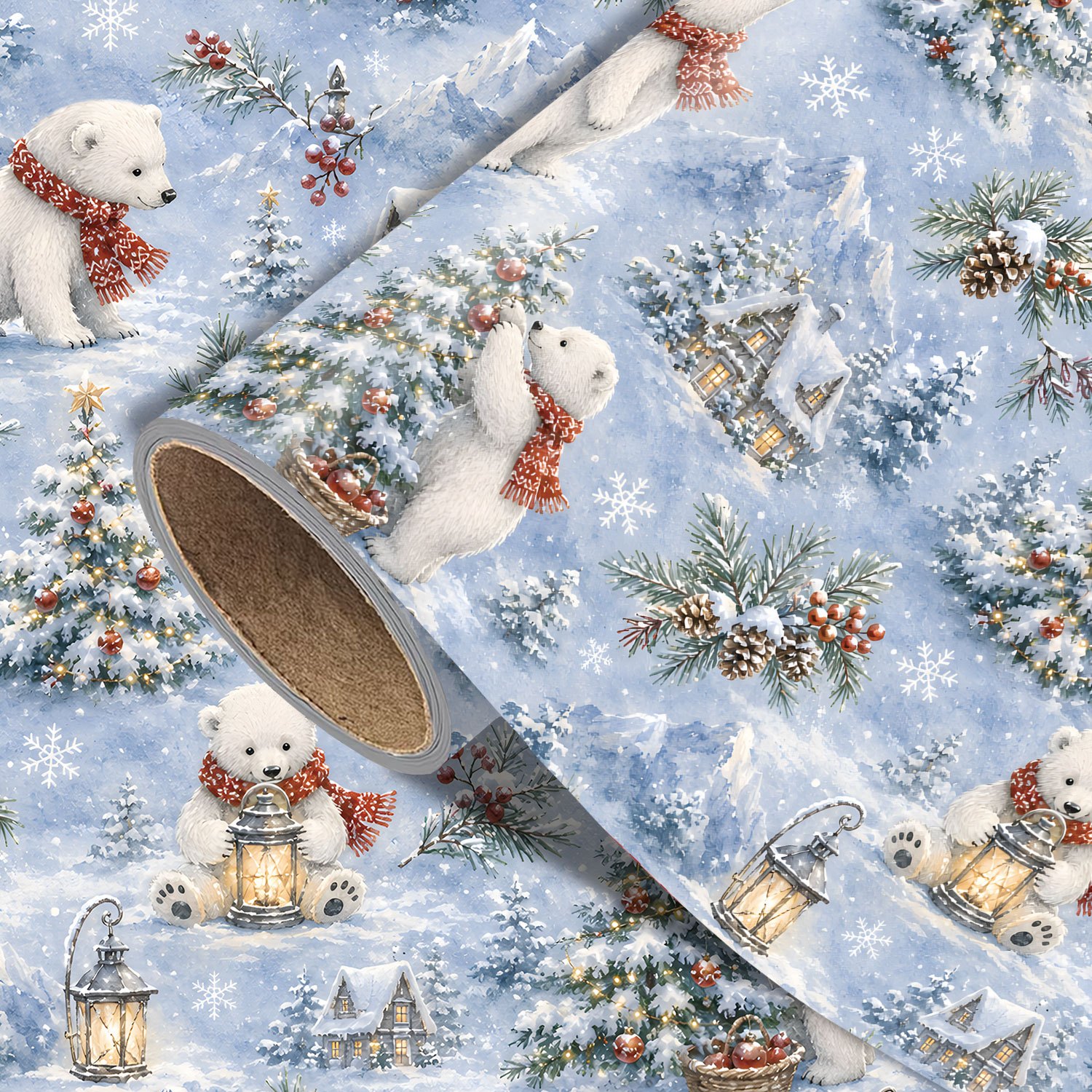 TEMU 1 Rouleau de Papier Cadeau de Noël - Motif Sapin de Noël, , Festifs - Dimensions × 300 cm (17,7 po × 118 po)