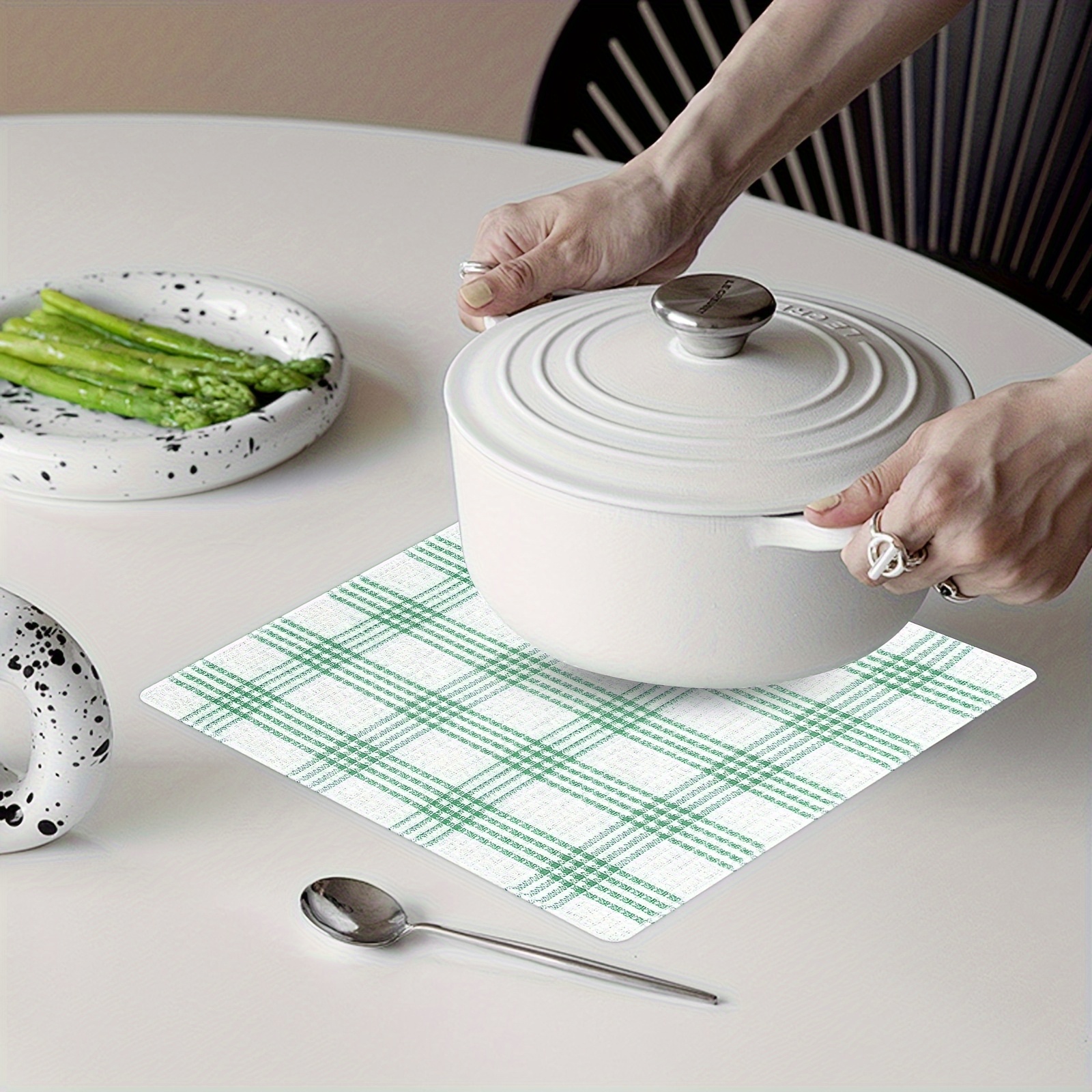 6/ 12 Kitchen Towel Set, Fabric, Contemporary Style, Checkered And Striped Pattern, Blue And Red Grid, Rectangular Dishcloths for Home, Kitchen And Dining Room