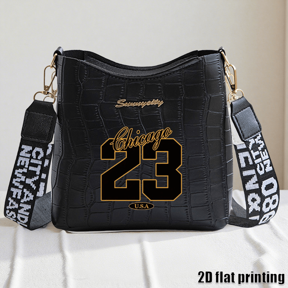 TEMU 1pc Women' Crossbody Bag - Pink/white/black, Zipper Closure, Golden & White Logo, Durable Handbag For Everyday Use, -themed Gift ( Inspired)