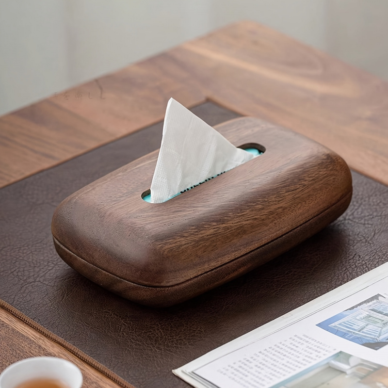 walnut tissue box modern minimalist rectangular design with easy replace lid polished   vintage style storage box for desktop bathroom office nightstand decor bathroom decor sleek     wood home decor contemporary decor durable wood decorative organizer   Product details 6