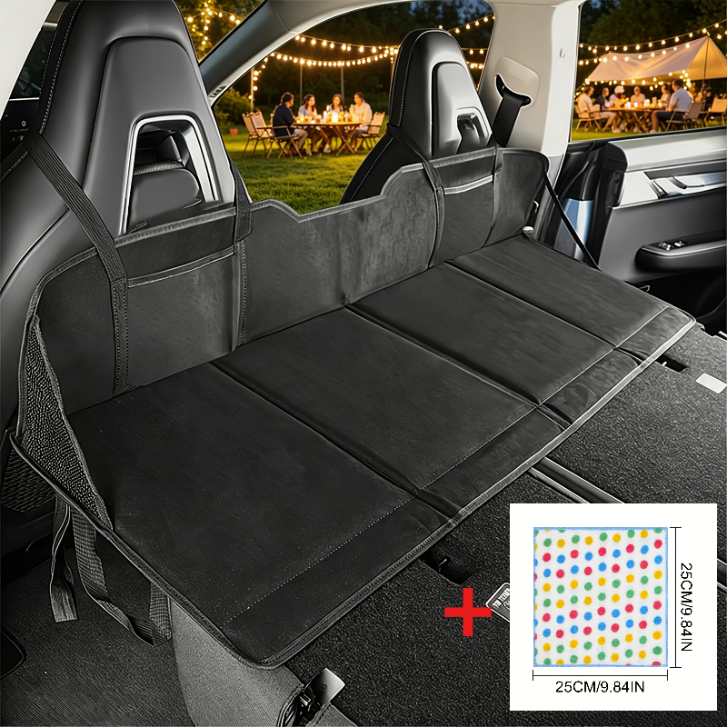 TEMU [1pc Rear Seat Bed Extension Pad And 1pc Colored Car Towel] Car Rear Seat Extension Pad Camping Sleeping Bed Accessory Suv Trunk Filler Outdoor