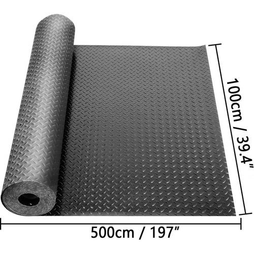 500 X 100 Cm Rubber Mat, Ideal for Flooring Protection. Non-Slip Runner Suitable for Garages And Gyms, with a Thickness of 3 Mm in Black