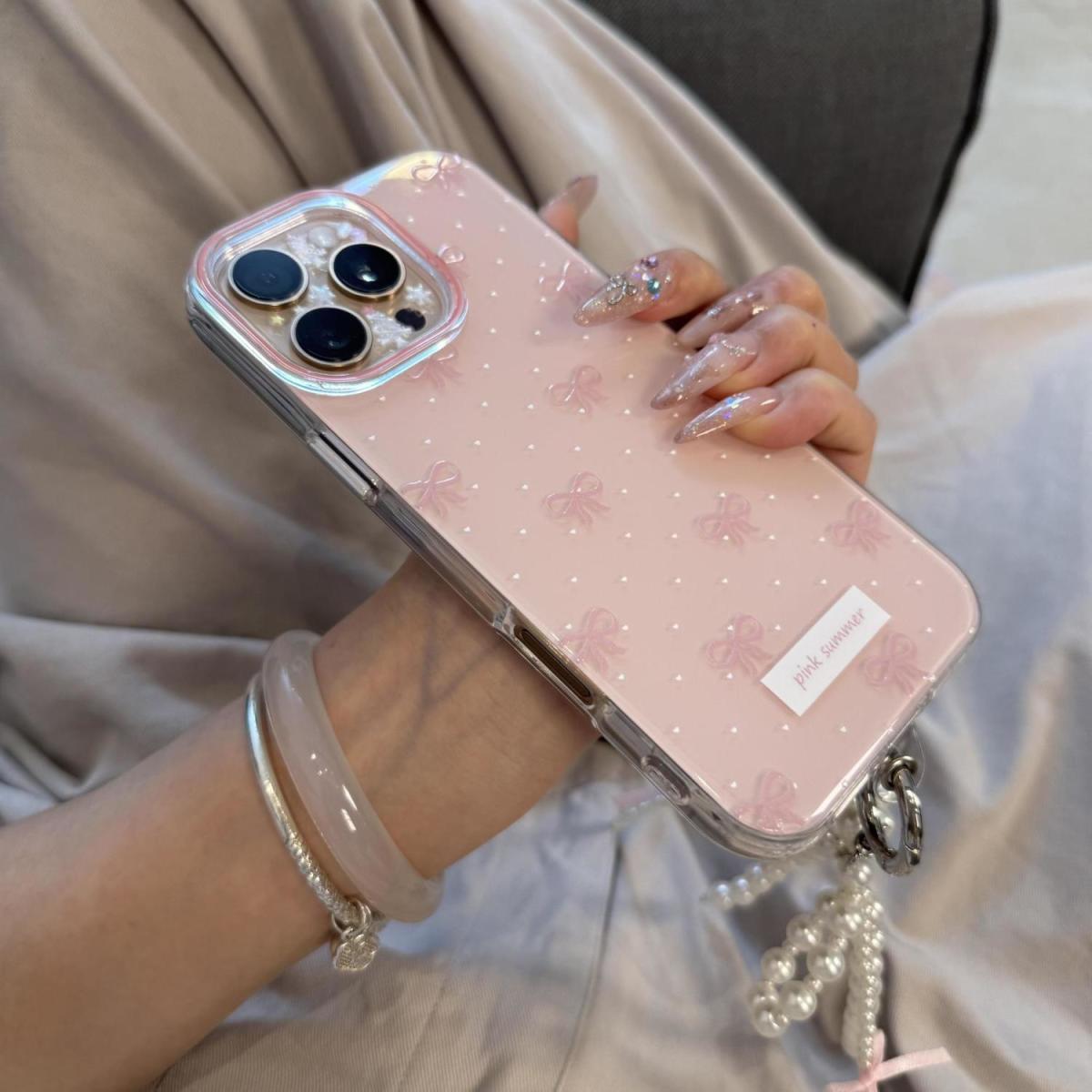 Girl's Foundation Polka Dot Bowknot New Double Layer Suitable for iPhone 14/15 Case 11 12 12pro 12pm 13 13P 13promax 14 14pro 14promax 14plus 15 15pro 15plus 15pm 16 16pro 16plus 16promax Phone Cover