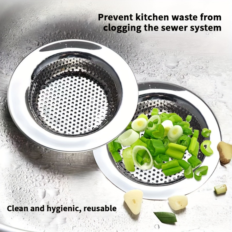 TEMU 2/4/6 -piece Stainless Steel Sink Strainer Set - Prevents Clogging In Vegetable , Filters Food Residues And Kitchen Waste - Funnel- Catcher &