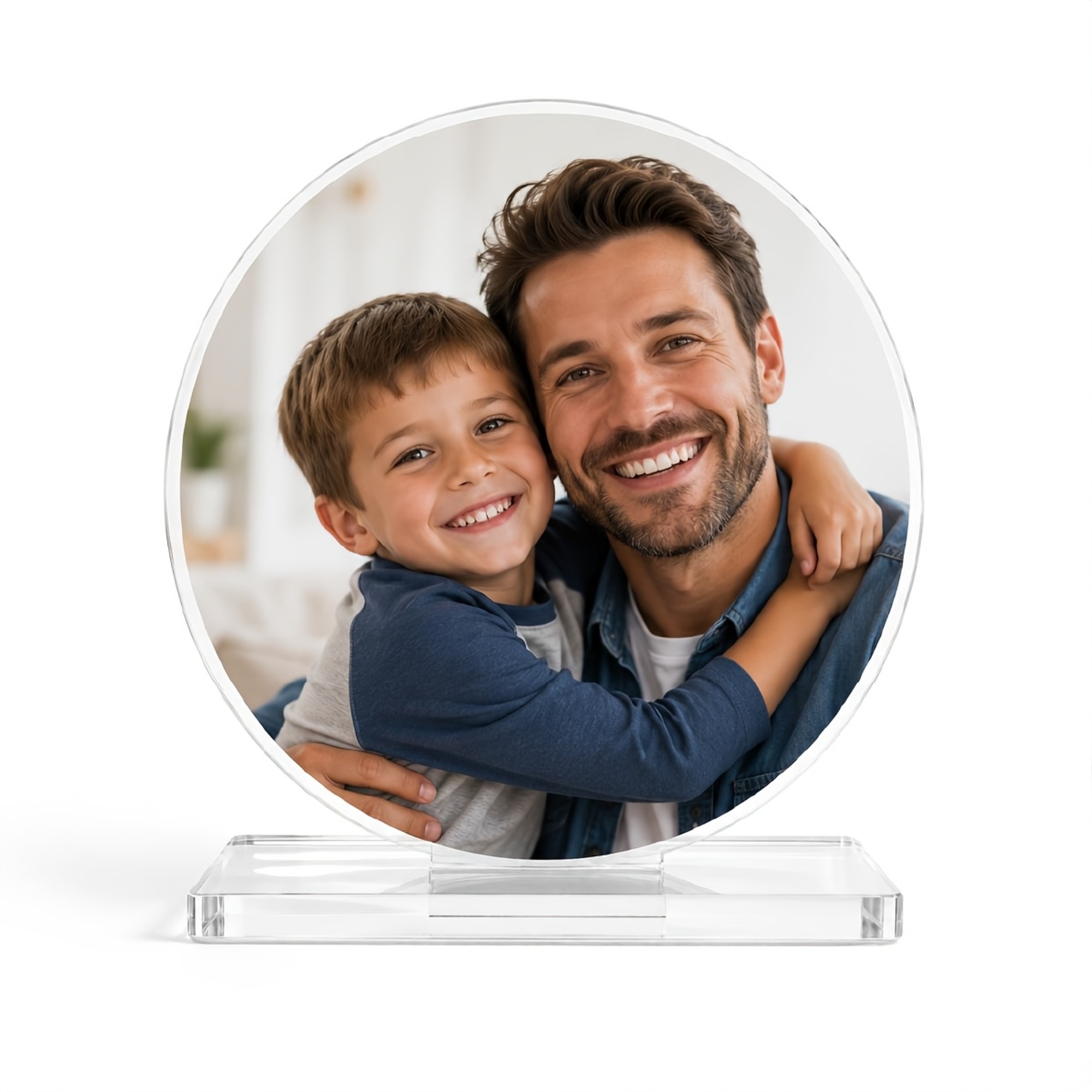TEMU 2d Flat Custom Photo Round Base With Rectangular Stand, High-definition Printed Pattern Clear Durable Ornament, Exquisite Desktop Decoration And