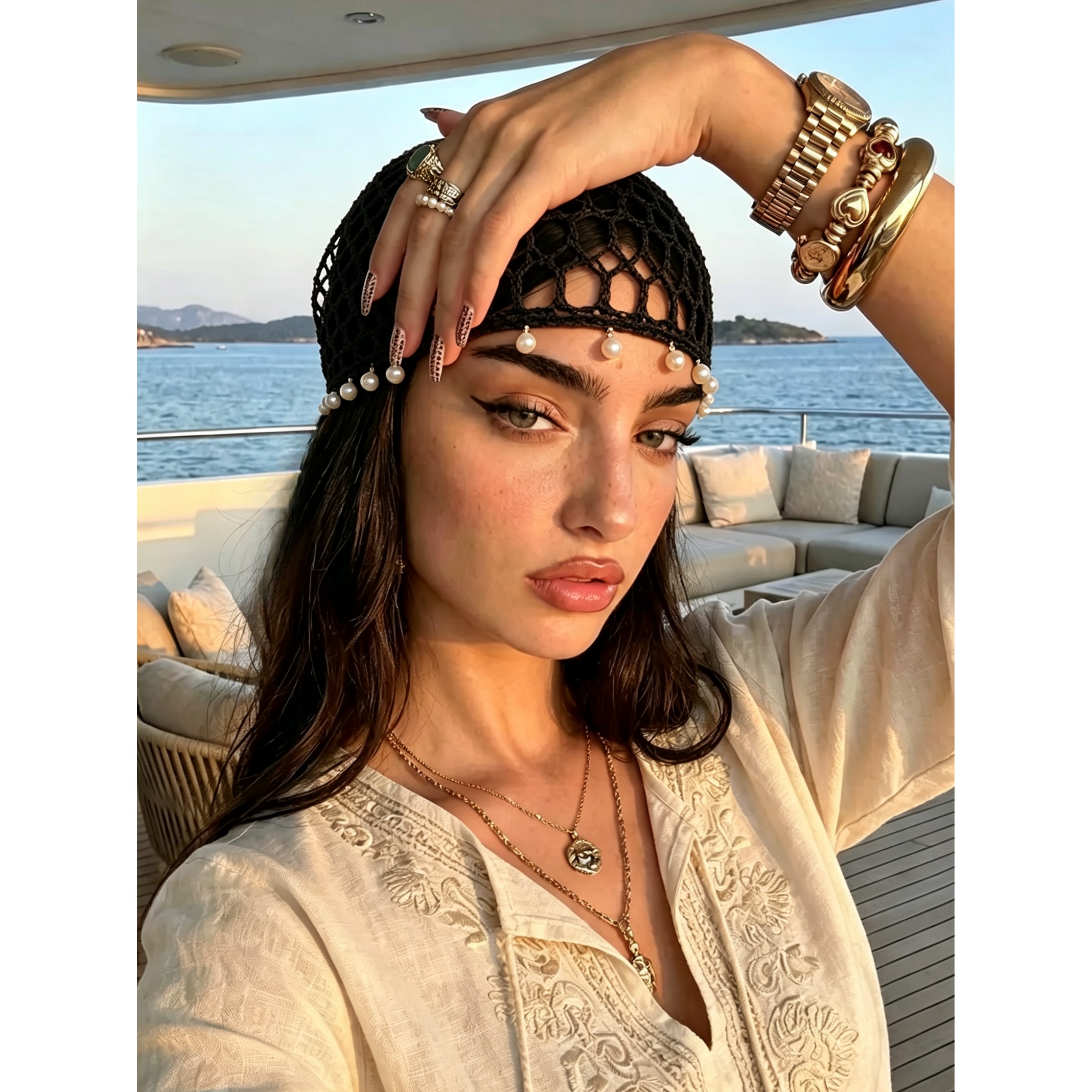TEMU Bonnet Crochet Vintage Français pour Femme - Léger et Respirant - Foulard à Accents Adapté pour , , Église, Tenue Quotidienne, Bonnet Non
