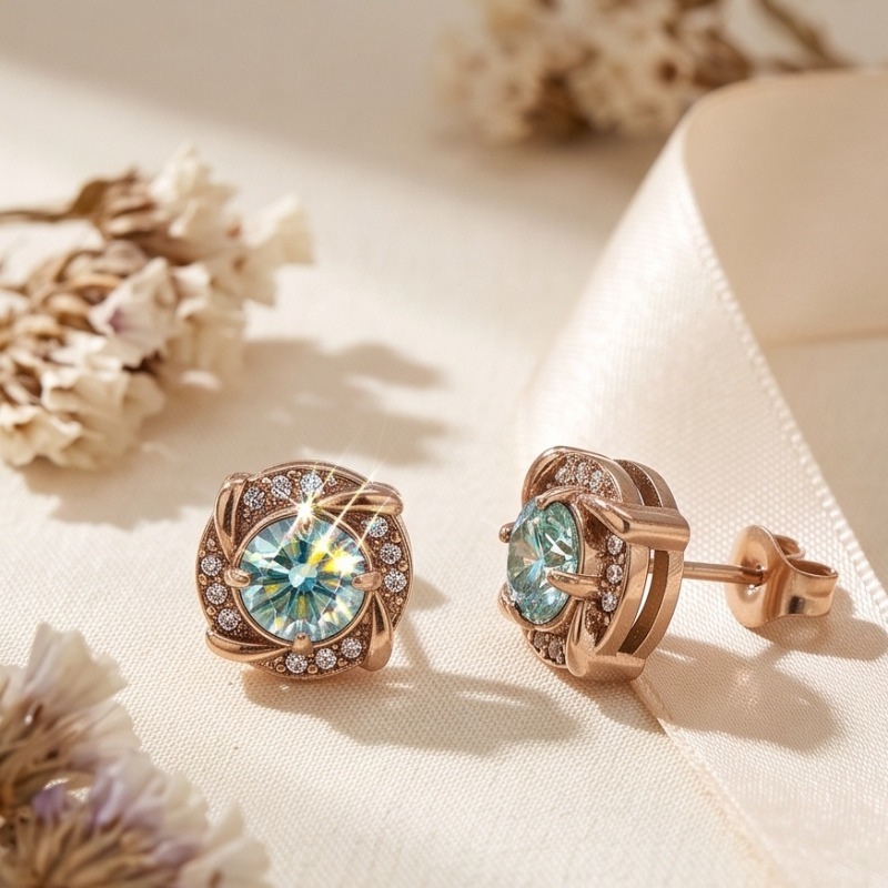 Women's 0.5 Carat Stainless Steel Moissanite Earrings
