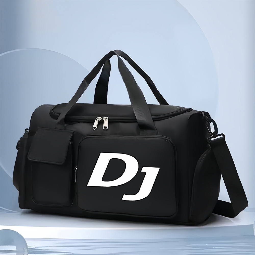 TEMU 1pc Dj Disc Gym & Travel Duffel Bag - Spacious Tote With Adjustable Shoulder Strap, Compartments, Suitable For Camping And