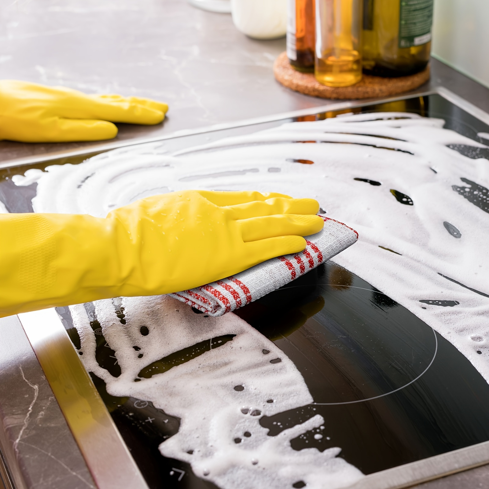 6/ 12 Kitchen Towel Set, Fabric, Contemporary Style, Checkered And Striped Pattern, Blue And Red Grid, Rectangular Dishcloths for Home, Kitchen And Dining Room