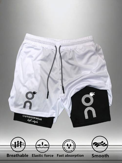 mens trendy quick dry double layer shorts made of breathable fabric that and sweat free features stretch for a comfortable unrestrictive fit that allows of movement prints make them stand