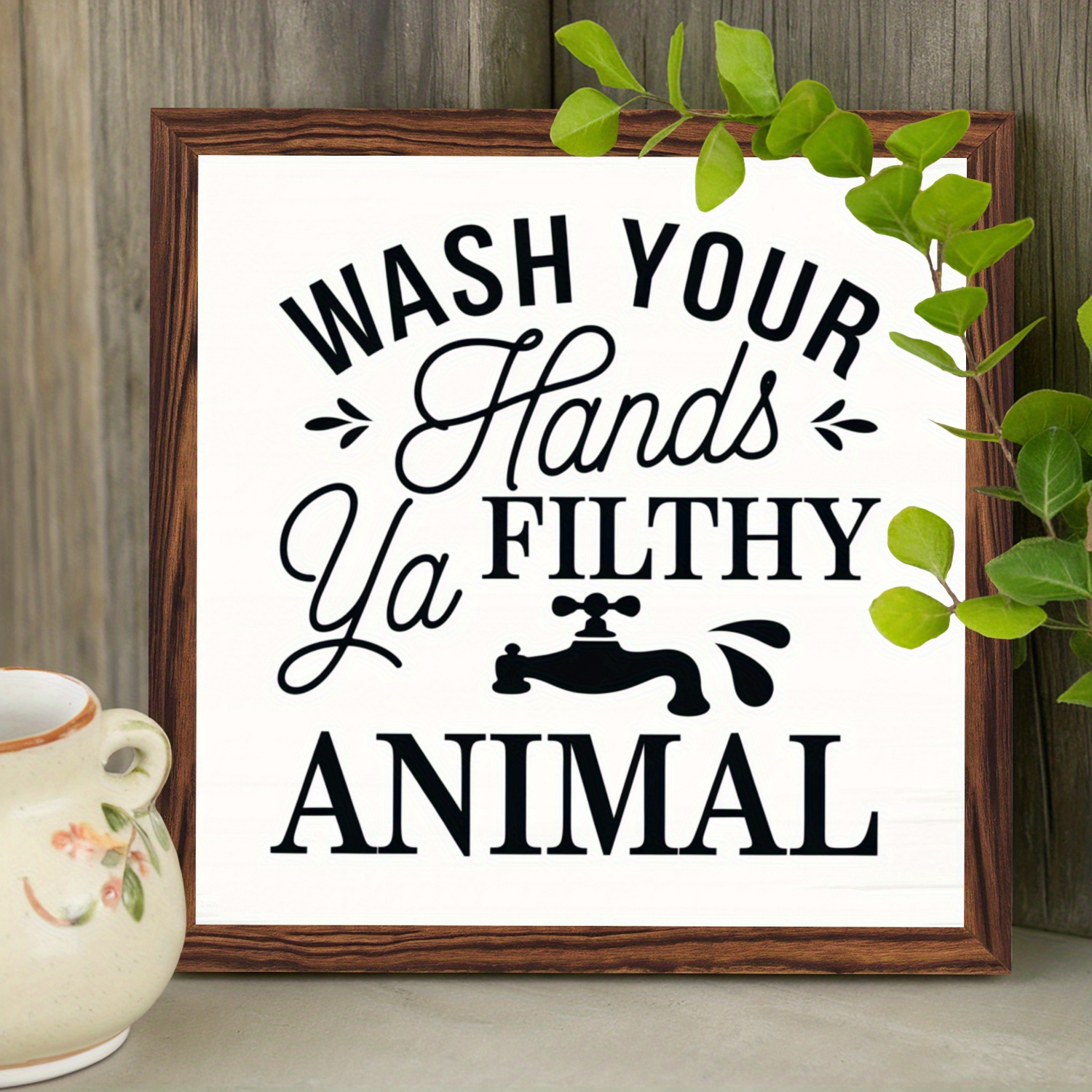 

1pc Vintage Wooden "wash Your Hands " Sign, Artistic Bathroom Decor, Inspirational Wall Art, Family Gift, With No Battery Required, For Bathroom, 8x8 Inch