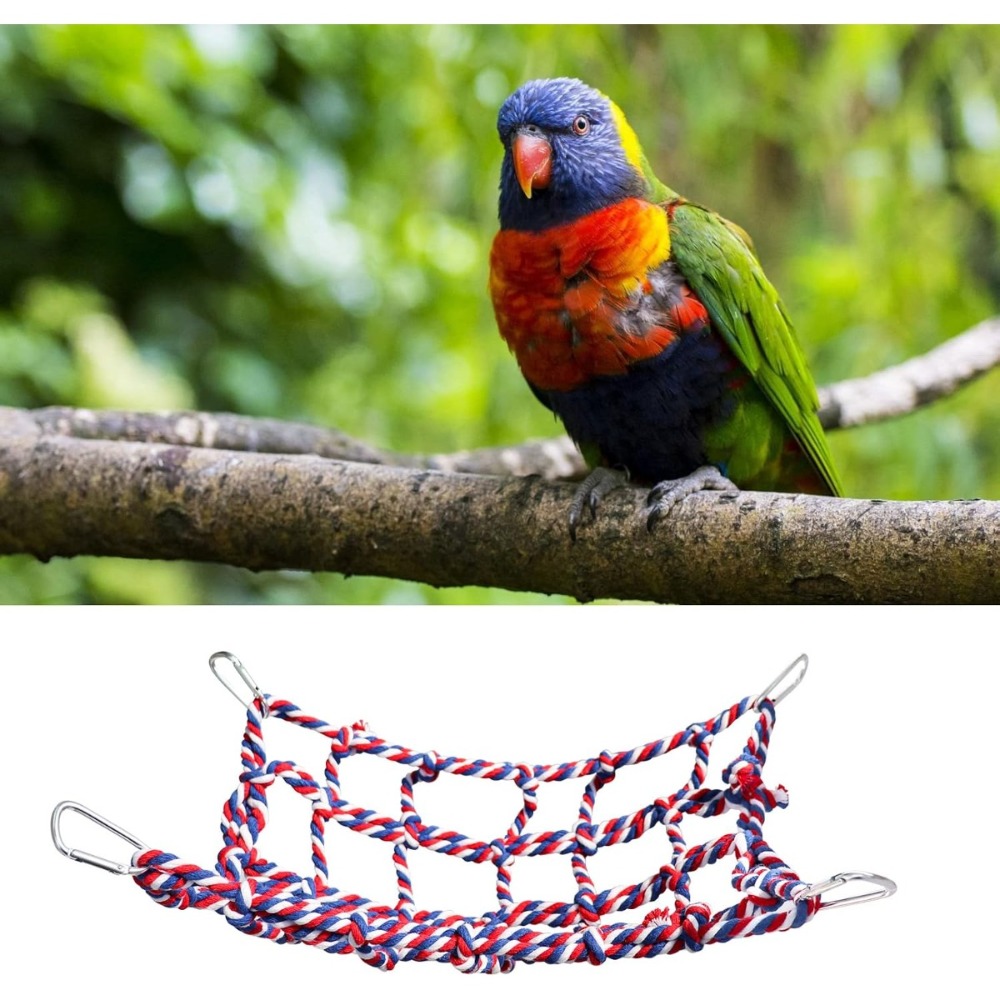 2-Pack Colorful Rope Bird Climbing Net Hammock