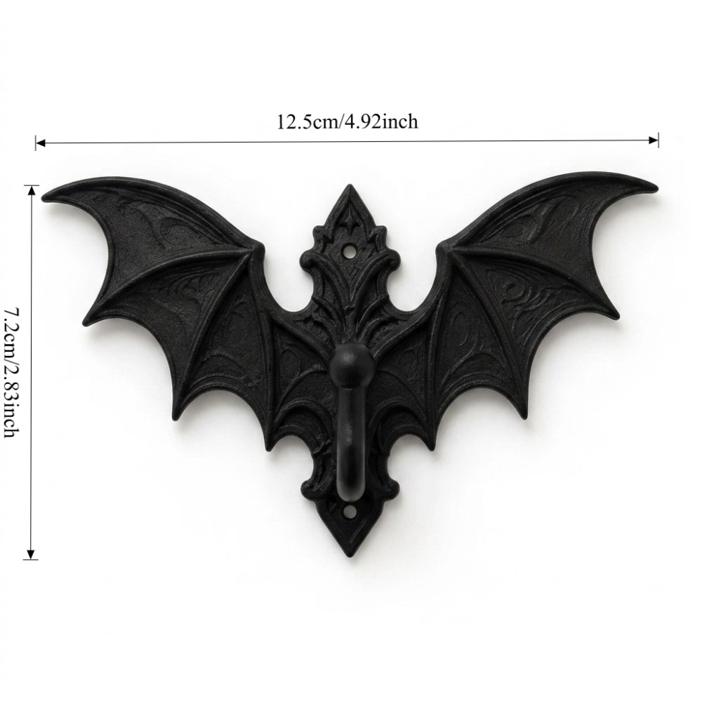 TEMU 3d Printed Bat Wall Hook - Vintage Bat-shaped Adhesive-free Suitable For Entryway, Hallway & Bathroom Decor, Plastic Bat Key Holder With