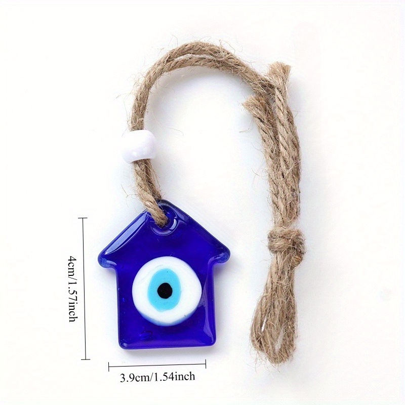 TEMU House-shaped Blue Eye Pendant, Evil Eye Greek Turkish Ornament, Glass Pendant Diy Accessory