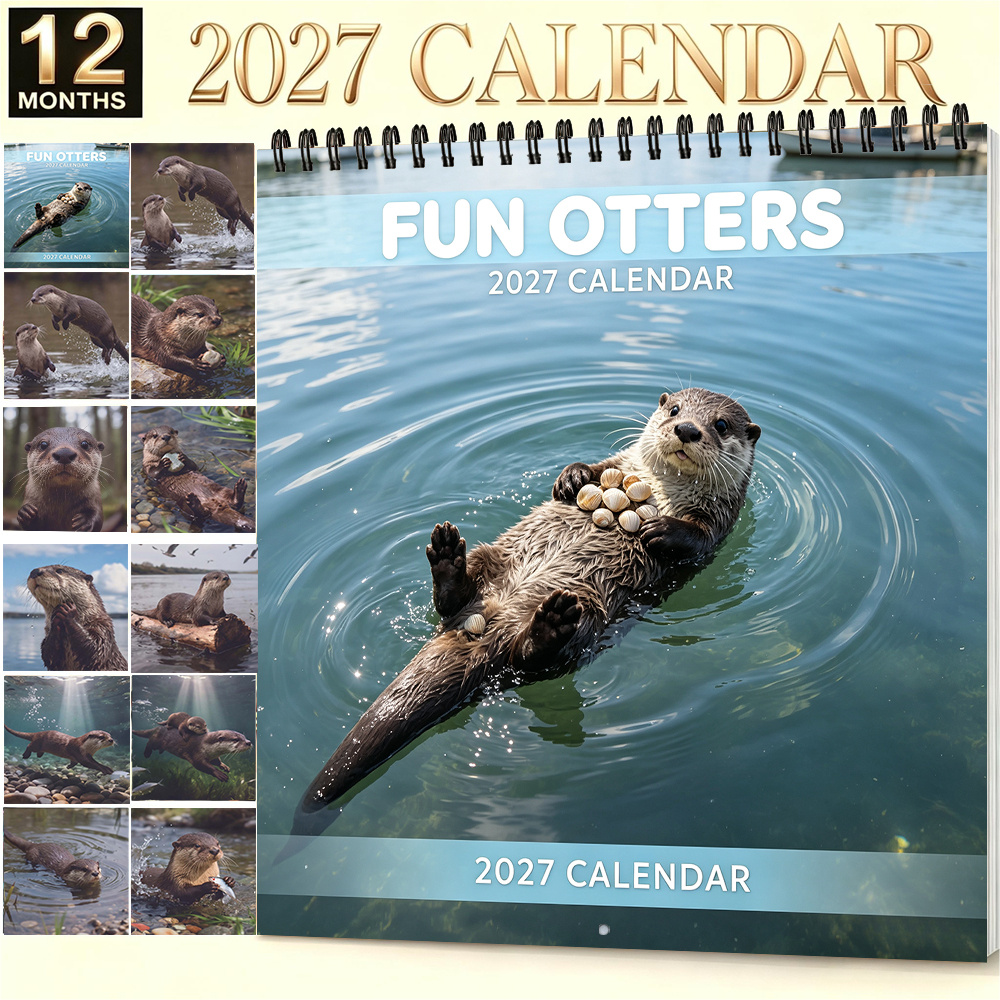 TEMU 1pc, 2027 Fun Wall Calendar 8.3 X 8.3 Inches Cute Animal Hanging Calendar Monthly Thick Paper Wall Hanging Calendar For Home Office School Decor