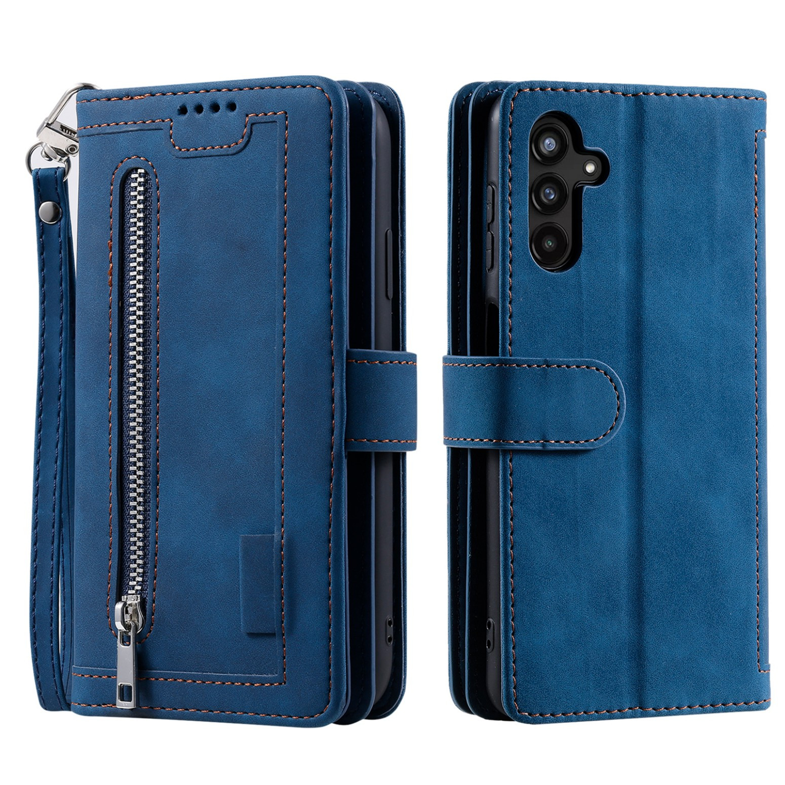 TEMU -zipper Bag Phone Case Vintage Fashion Faux Leather Anti-drop Wallet Style With Detachable Strap Design Stand Suitable For Galaxy S25 Ultra/s25