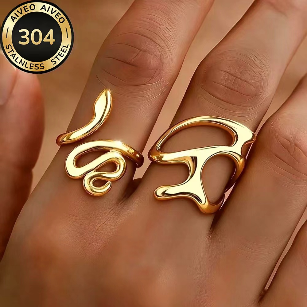 2pcs Golden Stackable Open Ring Set for Women