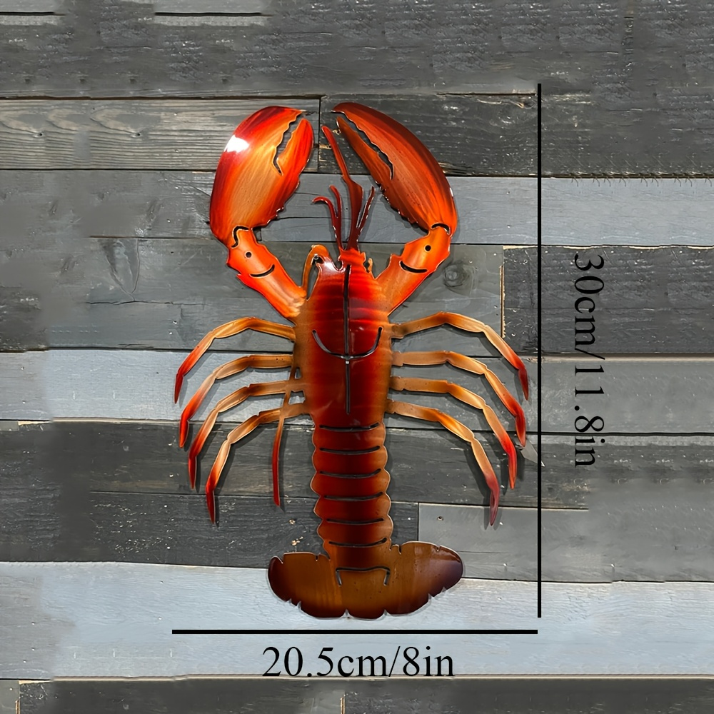 TEMU Rustic Lobster Metal Wall Sculpture - Nautical Theme Fishing Gift For Dad, Poolside & Outdoor Coastal Decor