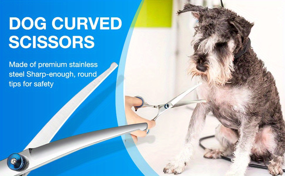 dog grooming scissors curved shears set rounded trimming scissors for professional pet dogs cats doodles face paws   hair removal at home use supplies station for   tools and trimmer christmas gift Product details 2