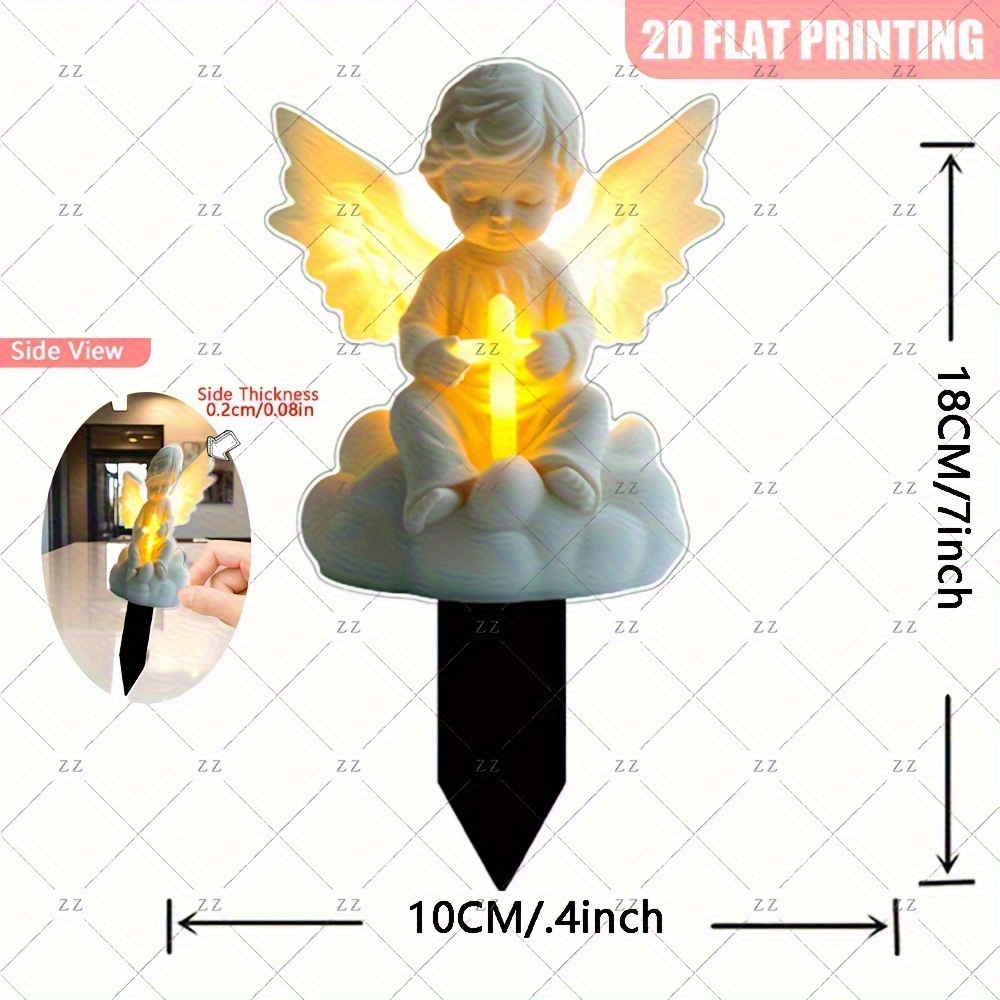 Image of 2d Flat, 2d Flat Vintage Garden Cemetery Decoration - Elegant/indoor Memorial Ornament, Self- Base, No Power Needed, , Durable Plastic Statue, Suitable For Weddings, Holidays & Use, Classic