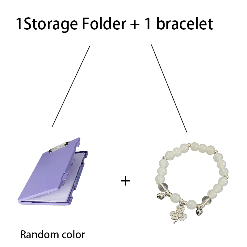 TEMU 2pcs (1 Storage Folder + 1 Bracelet), Random Color, Macaron Colorful A4 Clipboard With Storage Case, Large Capacity Test Paper & File Organizer