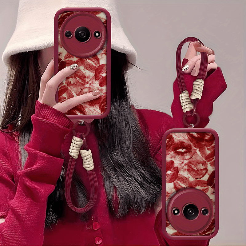 TEMU Coque de téléphone - Coques de téléphone sur le thème des lèvres de couleur conçues pour Xiaomi Redmi A3 et pour Xiaomi POCO C61 (Universelle