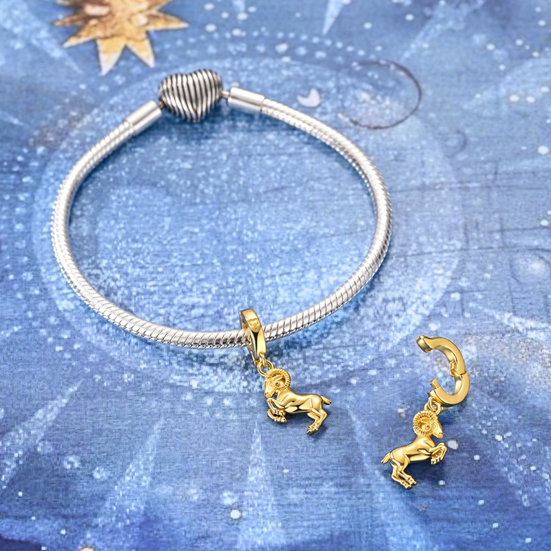 Women's 925 Sterling Silver Golden Aries Zodiac Pendant