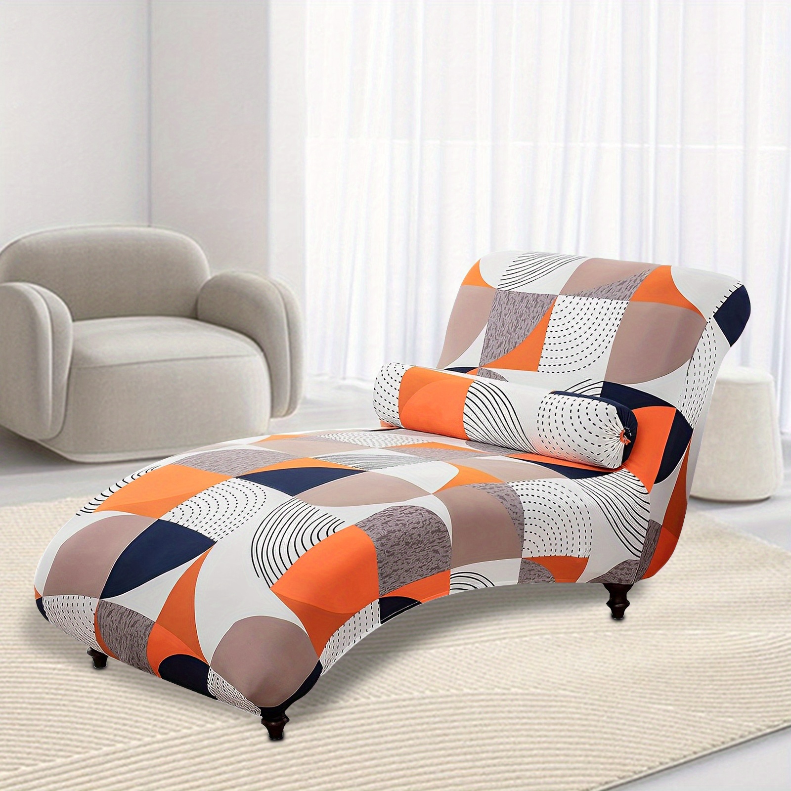 Living Room Chaise Lounge Slipcovers Indoor Modern Geometric