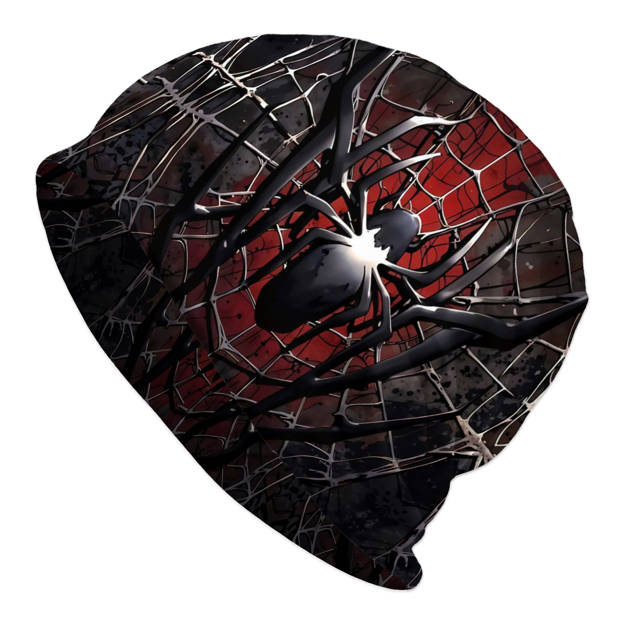 TEMU Bonnet Spider Beanie pour Homme, Casquettes Élastiques Tendance avec Motif Imprimé 2D