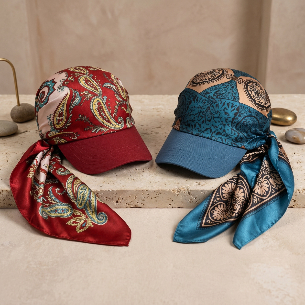 Women's Bandana Visor Self-tie Headscarf Hat With Brim Summer Beach Tie-back Cap