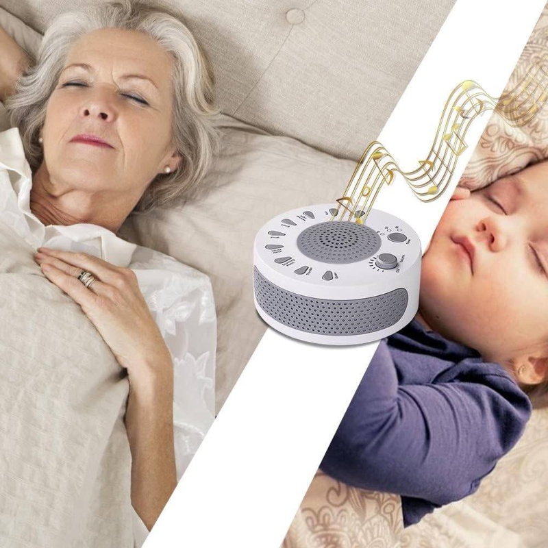 Sleep White Noise Machine, 9 Soothing Natural Sounds Insomnia, Sleeping Trouble, Seniors, Office Break Etc. Rest Easily with Timer Options, USB or Battery Powered - White