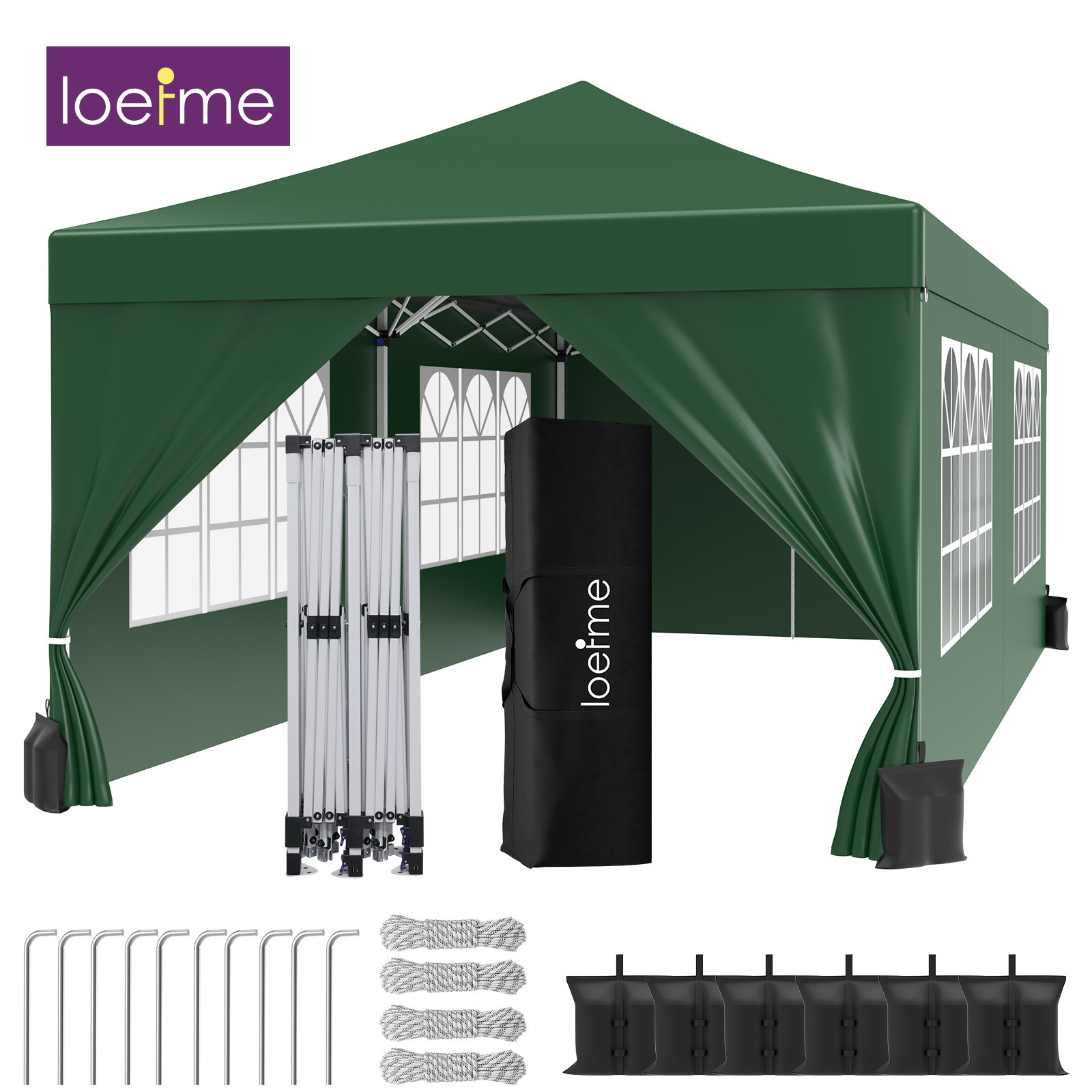1 Gazebo, 3x6 Meters Folding Gazebo With 6 , Party Tent, Uv Protection, 3-position Height Adjustment, With Storage Bag, Includes 6 Sandbags, Suitable For Outdoor Garden Camping.