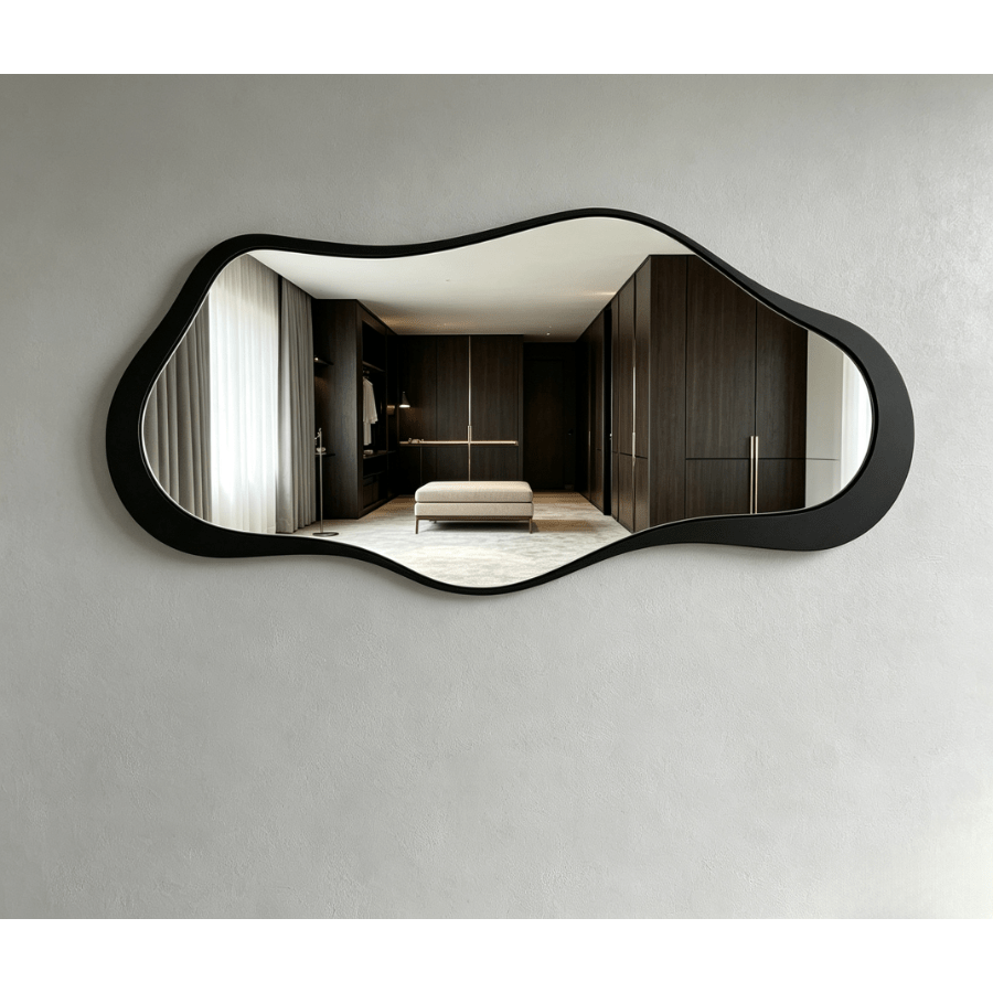 Irregular Cloud-Shaped Wooden Frame Wall-Mounted Makeup Mirror
