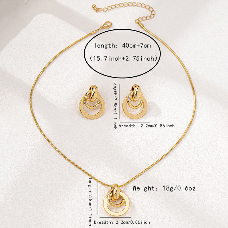 3pcs Set of 316 Stainless Steel Fashionable Metal Geometric Circle Women's Jewelry Set, Featuring a Simple and Exquisite Design with a Generous Vintage Style. Suitable for Women, Couples, and Dating Occasions, Ideal for Daily Wear and Parties.