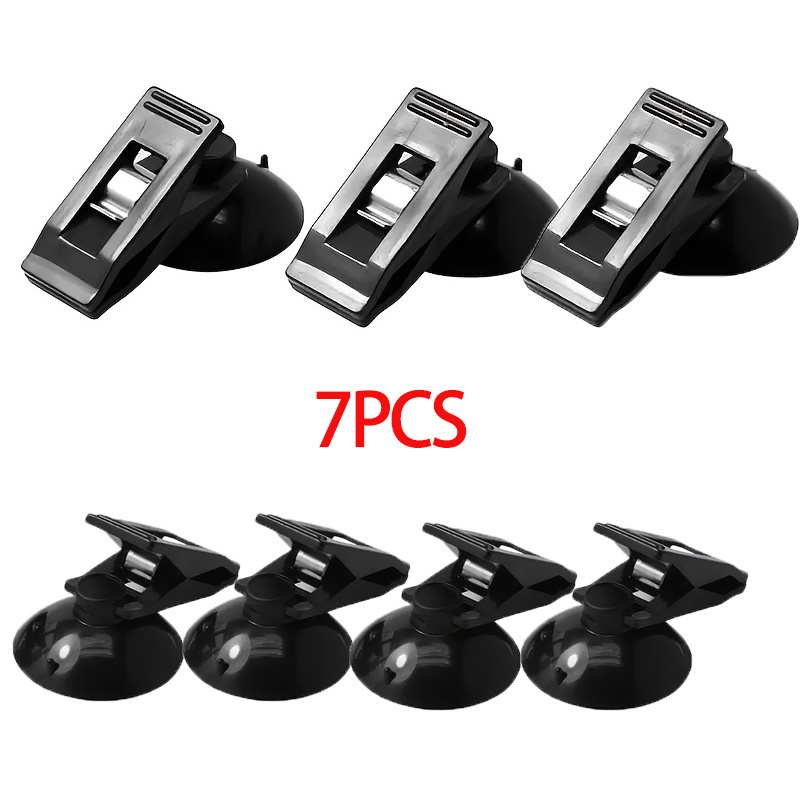 TEMU 7pcs Car Suction Cup Clips- Strong Adhesive Windshield And Window Mounting Clips, Suitable For Sunshades, Curtains, Receipts- Durable Plastic