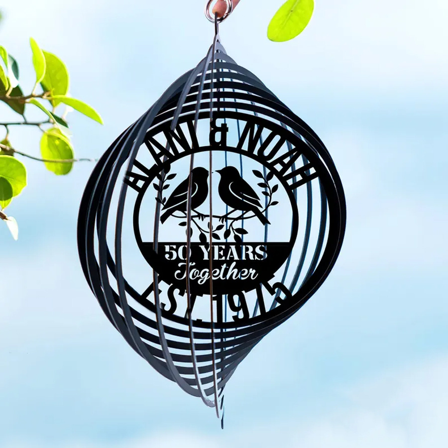 TEMU Customized Metal Wind Spinner For A 50th Wedding Anniversary - Personalized With Couple's Names, A Perfect Gift For Husband Or Wife