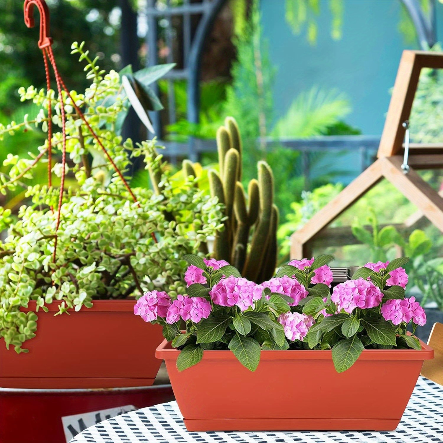 6 pack plastic window box planters rectangular lightweight - Temu