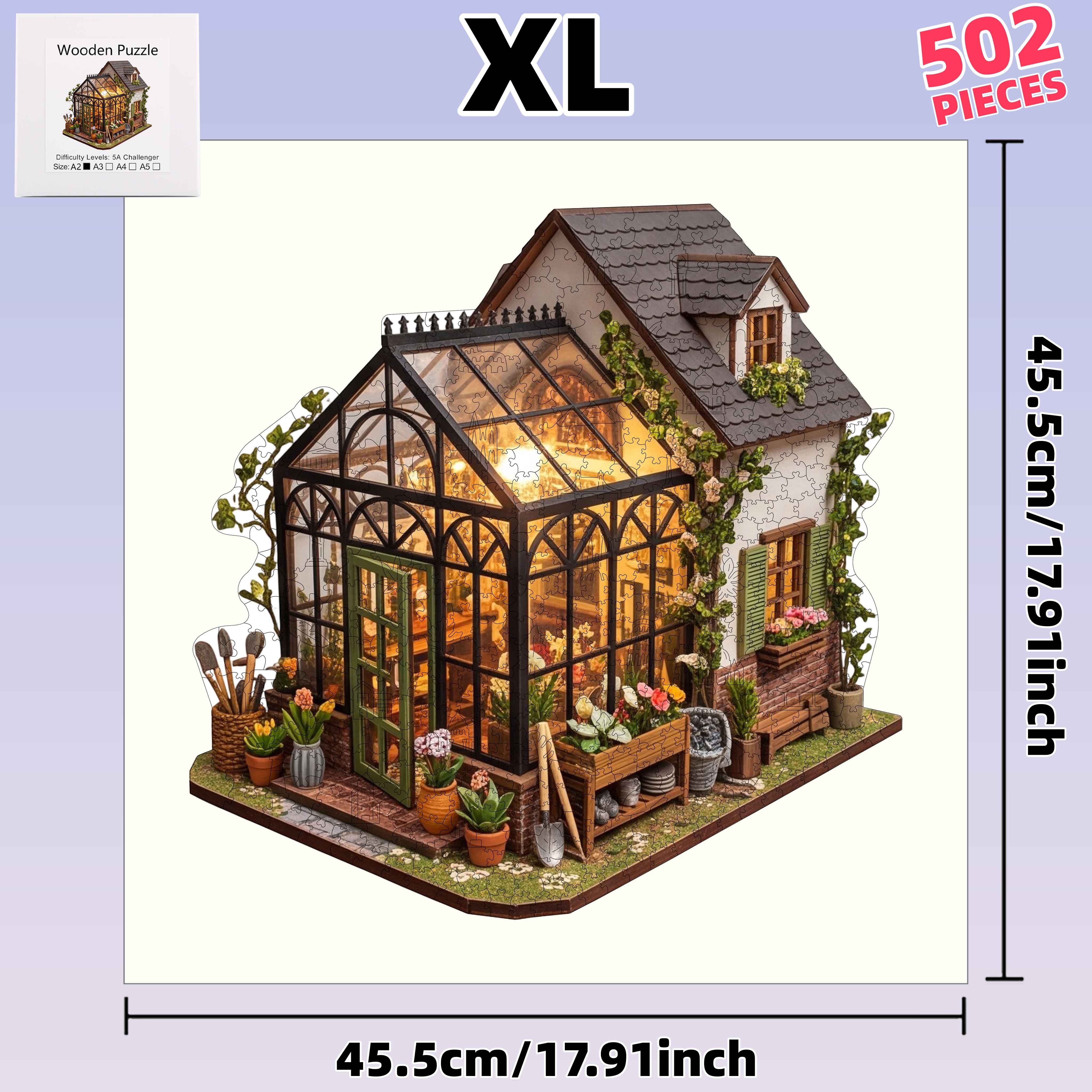 TEMU 502 piezas Jardín de invernadero - Rompecabezas de madera de forma irregular de dificultad - Artesanía premium, colores vibrantes - Juguete para